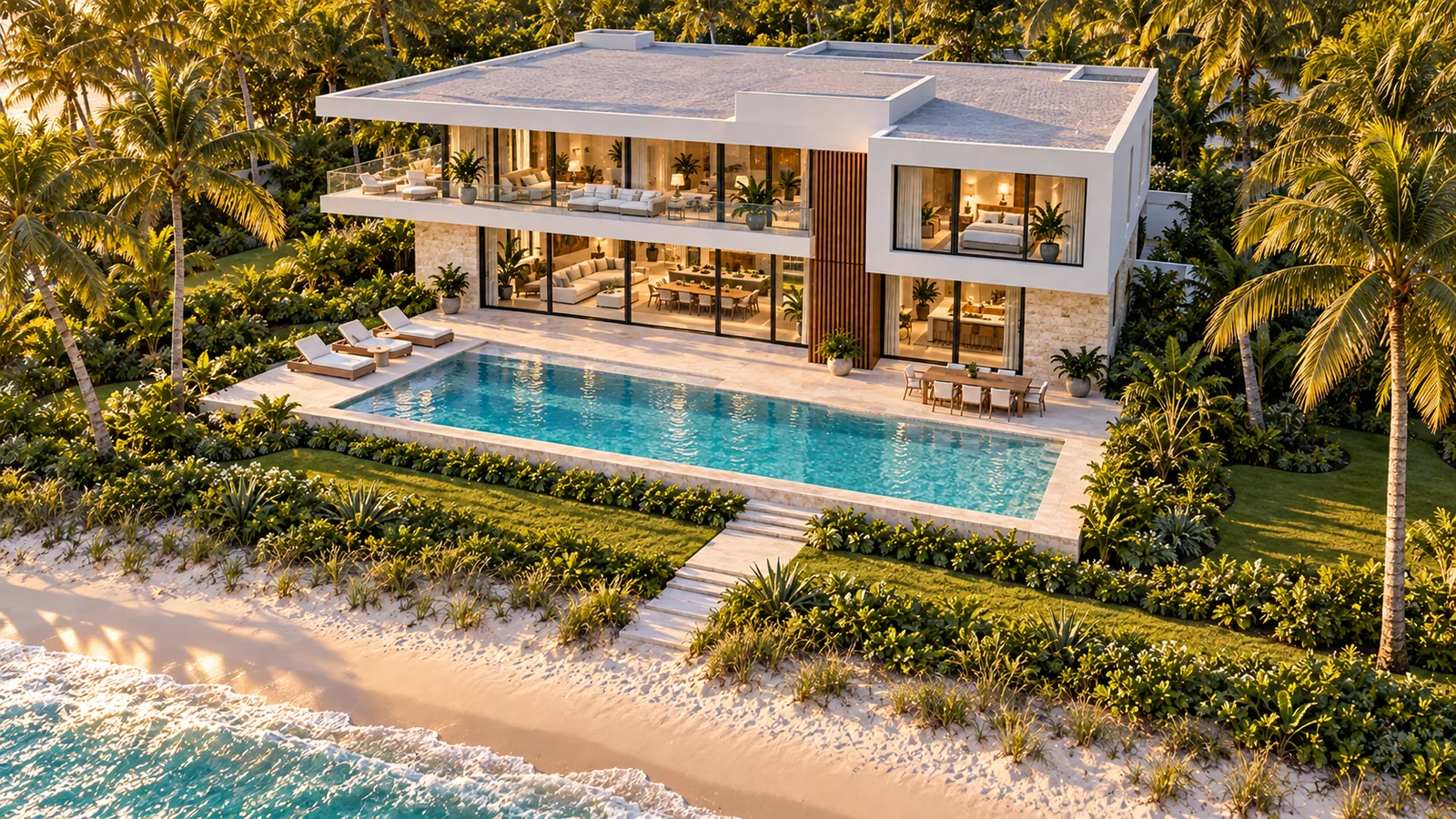 Azure Courtyard Residence — Elevated; illustrative view