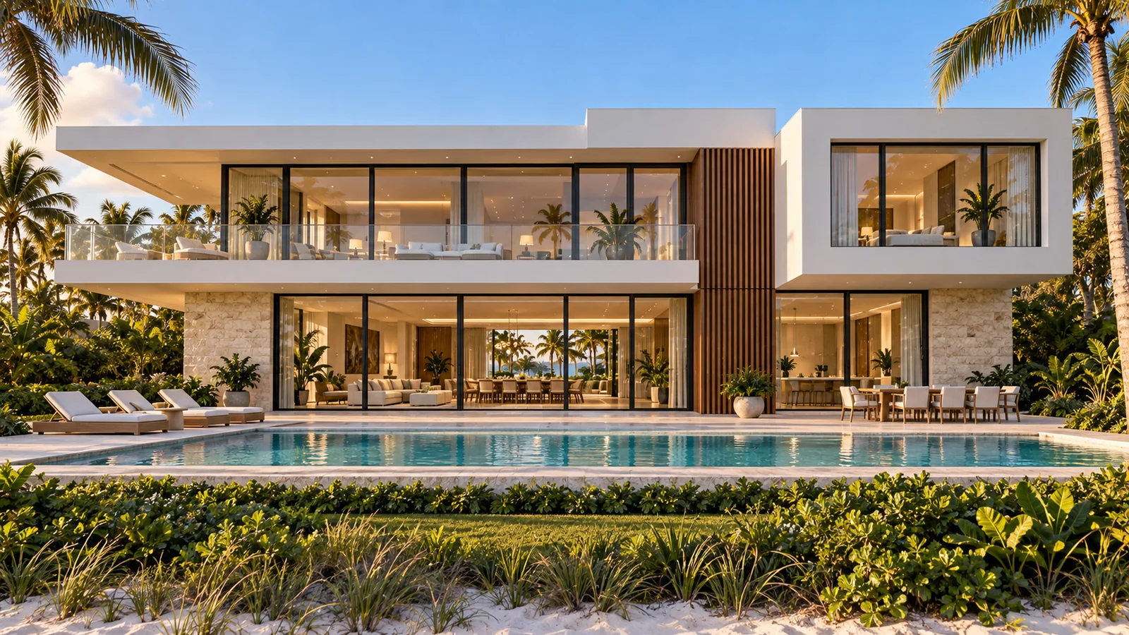 Azure Courtyard Residence — Rear; illustrative view