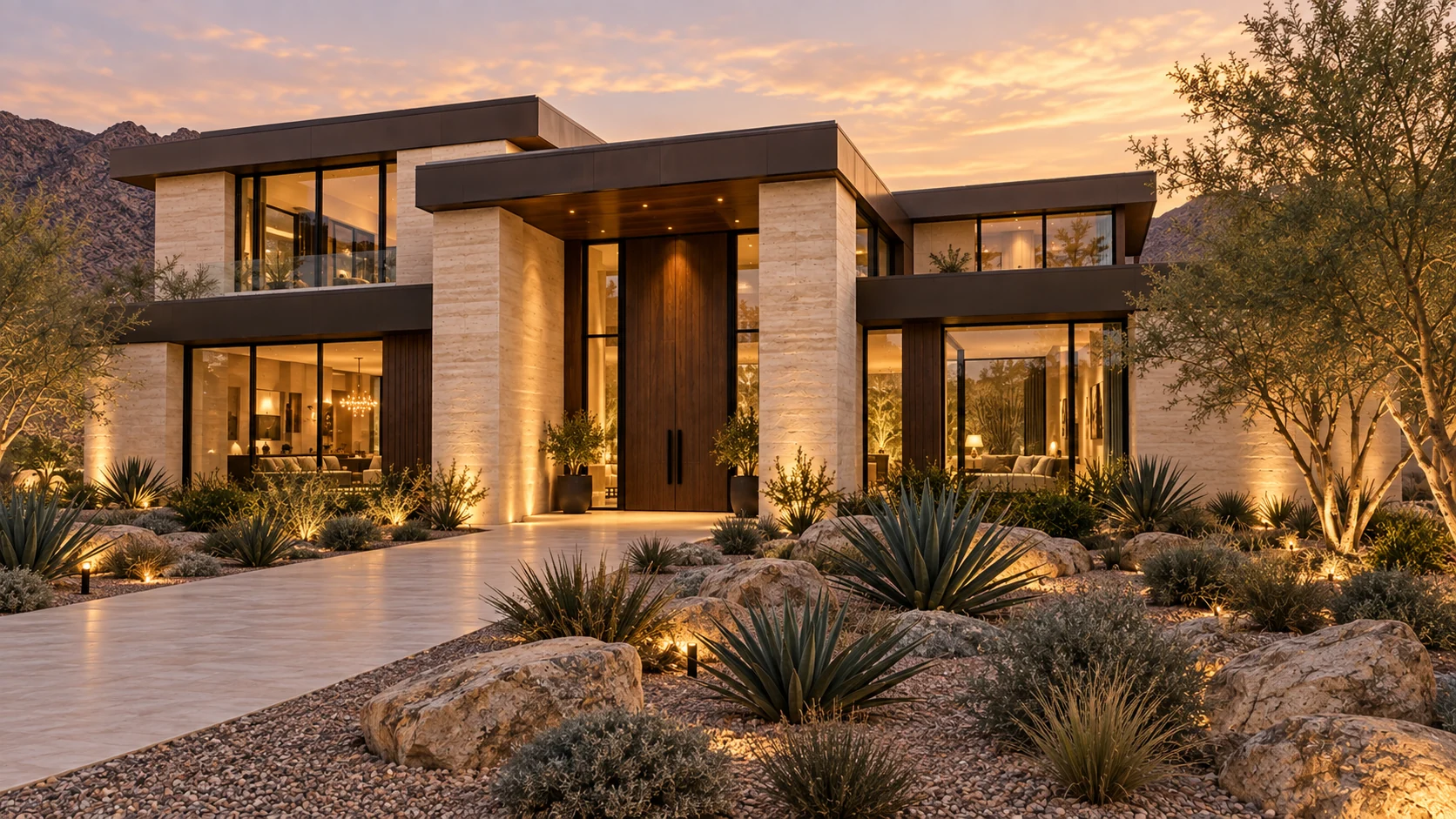 AI-generated right view of The Desert Residence; illustrative property.